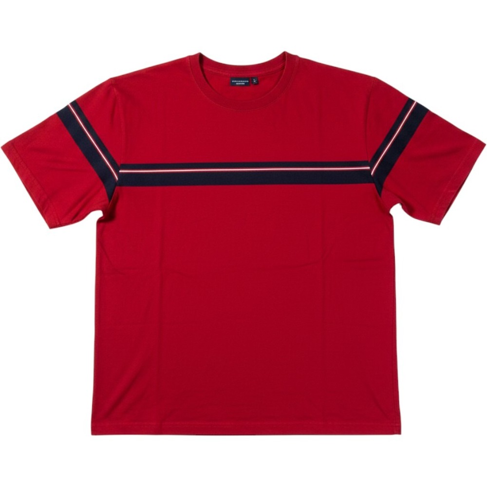 Cherokee Mens XL Red Navy White Striped Short Sleeve Cotton T-Shirt Crew Neck